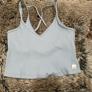 VICI Ribbed Crossback Cami Tank Top in Light Gray